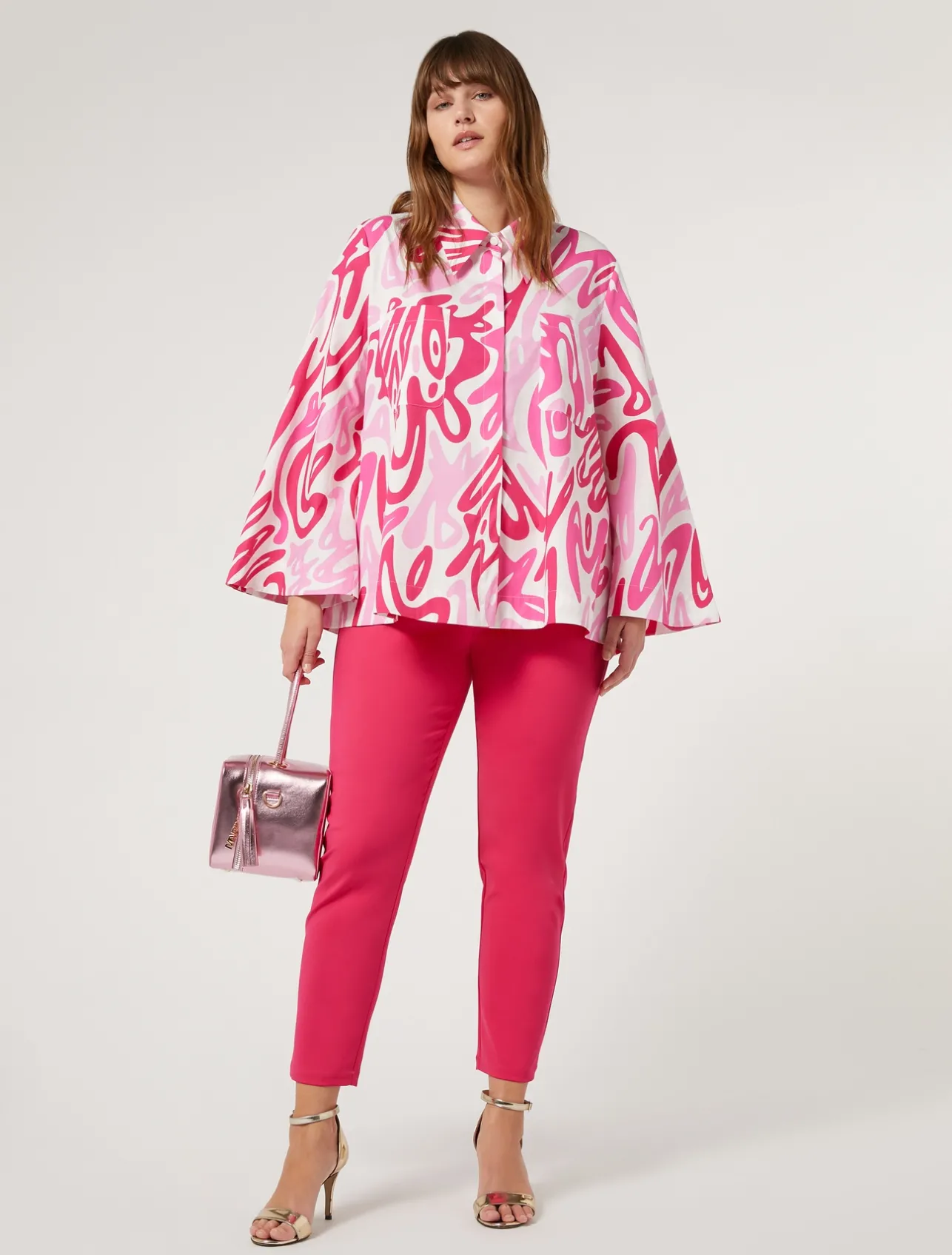 Hot Marina Rinaldi Printed poplin blouse WHITE