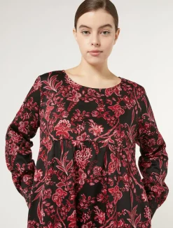 Fashion Marina Rinaldi Printed poplin dress BLACK
