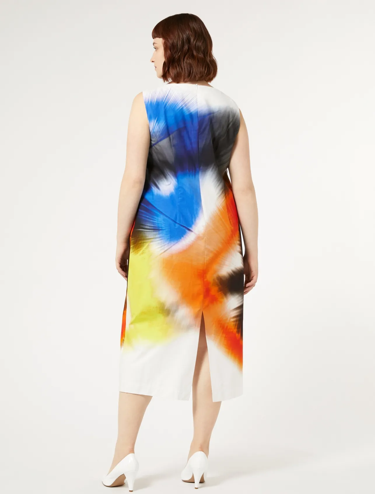 Sale Marina Rinaldi Printed poplin dress WHITE