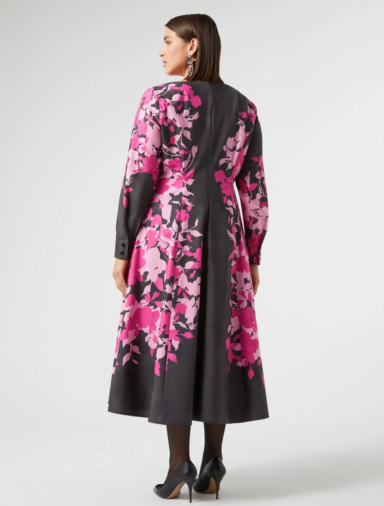 Clearance Marina Rinaldi Printed poplin dress BLACK