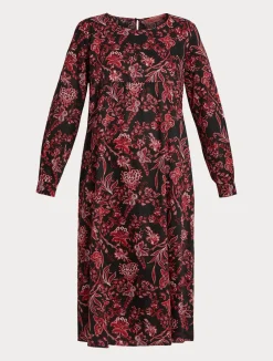 Fashion Marina Rinaldi Printed poplin dress BLACK
