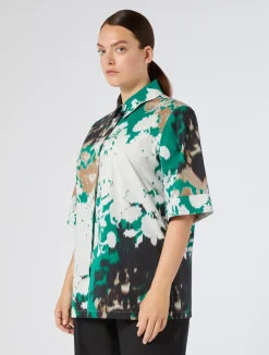 Fashion Marina Rinaldi Printed poplin shirt WHITE