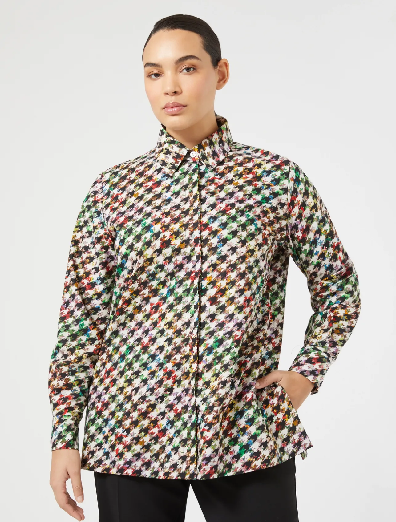 Discount Marina Rinaldi Printed poplin shirt BLACK