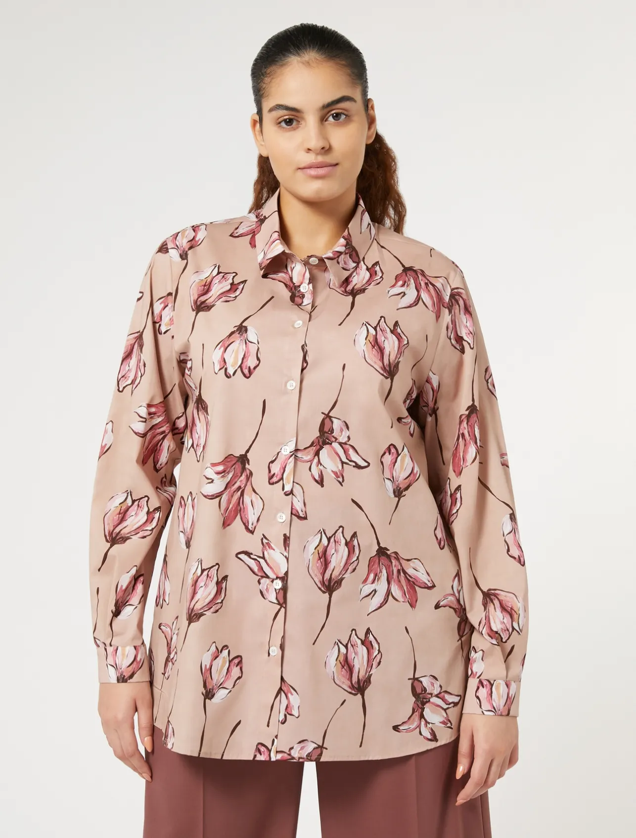 Online Marina Rinaldi Printed poplin shirt PINK