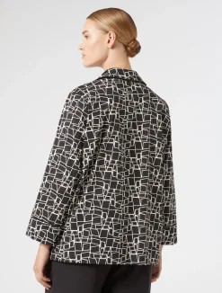 Outlet Marina Rinaldi Printed poplin shirt BLACK