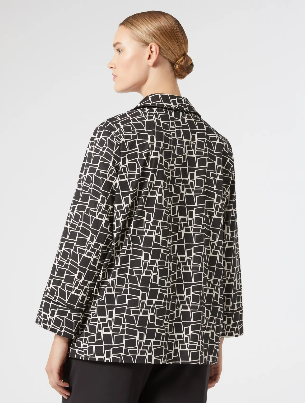Outlet Marina Rinaldi Printed poplin shirt BLACK