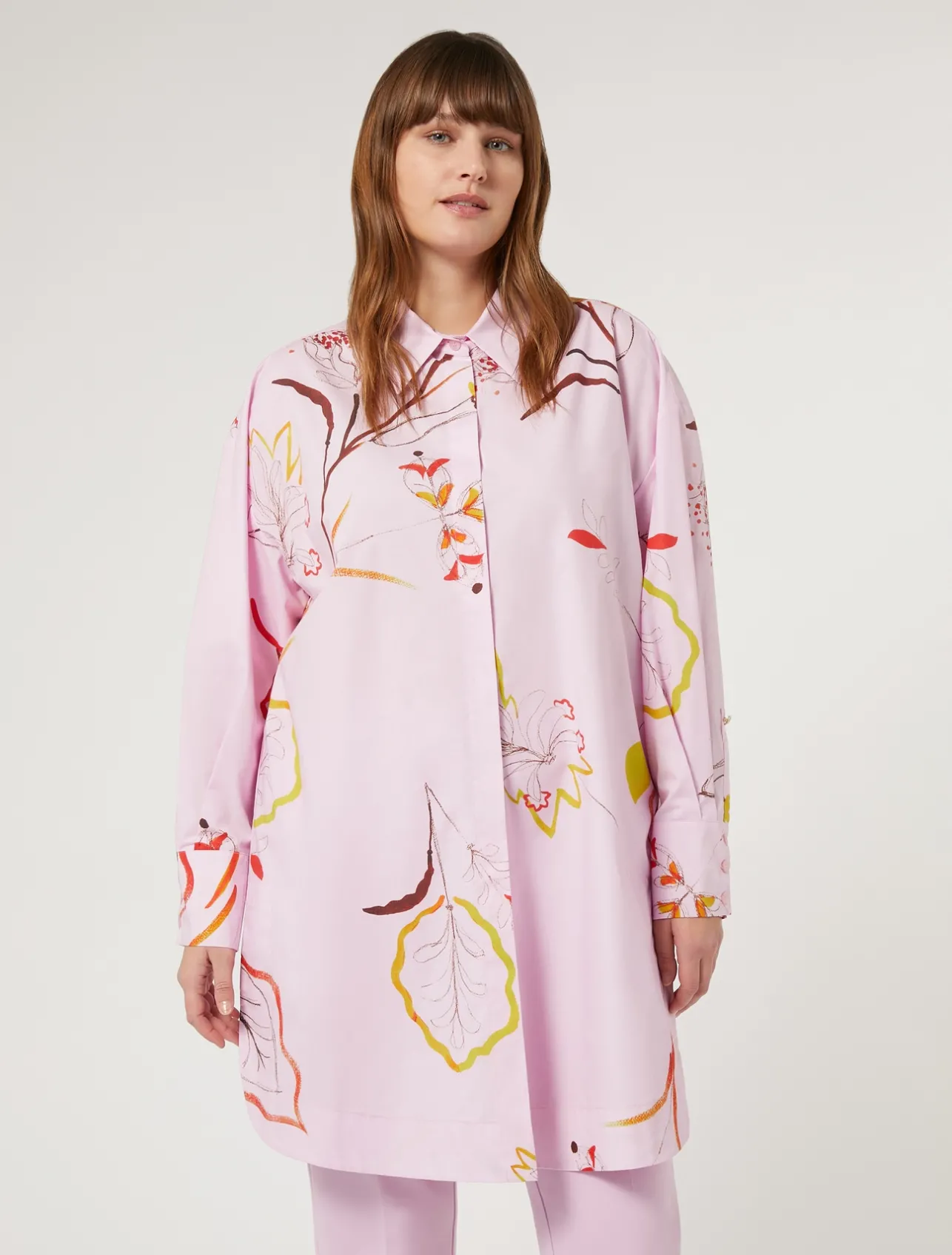 Outlet Marina Rinaldi Printed poplin tunic PINK