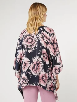 Clearance Marina Rinaldi Printed satin poncho MIDNIGHTBLUE
