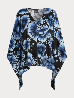 Sale Marina Rinaldi Printed satin poncho BLACK