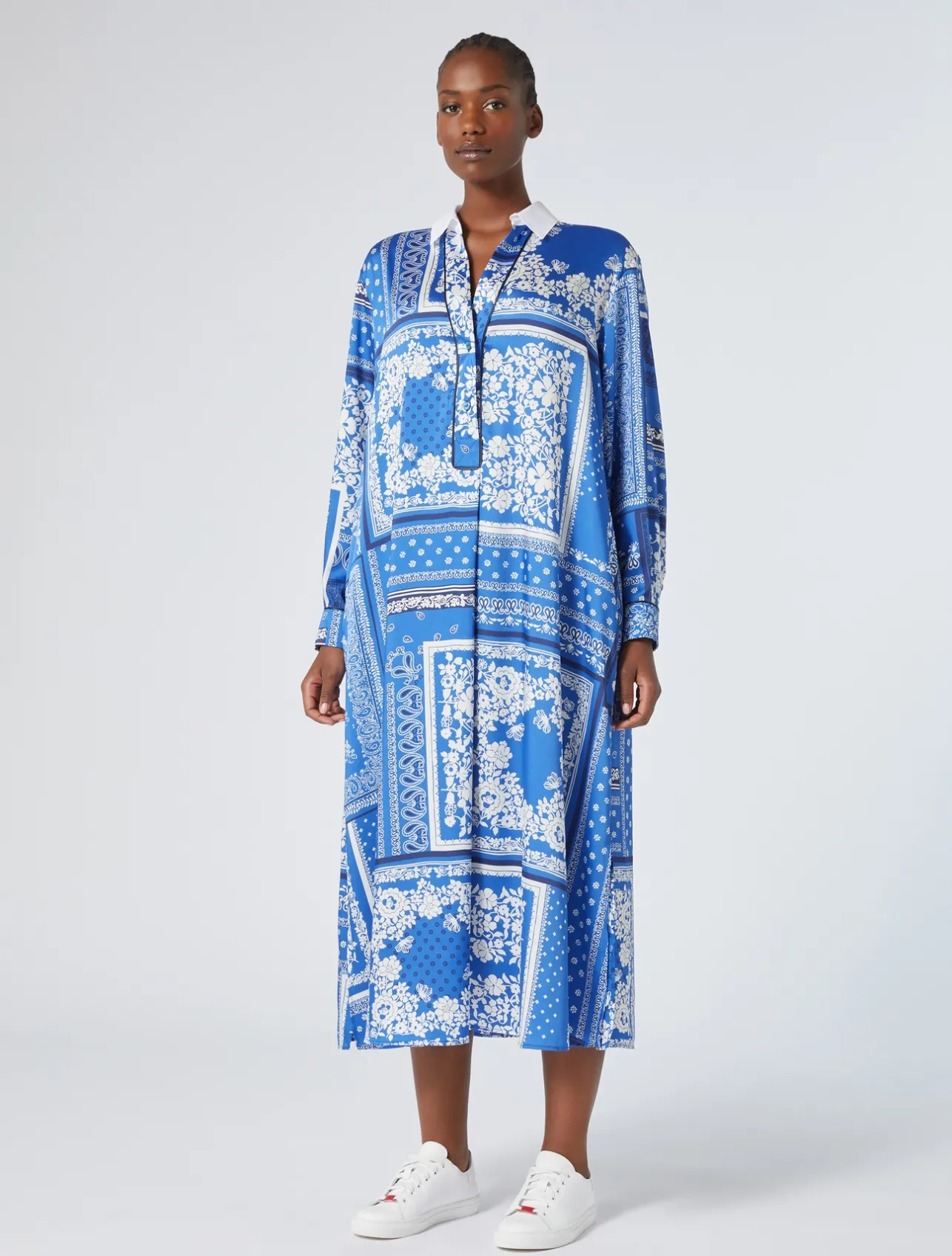 New Marina Rinaldi Printed twill dress LIGHTBLUE