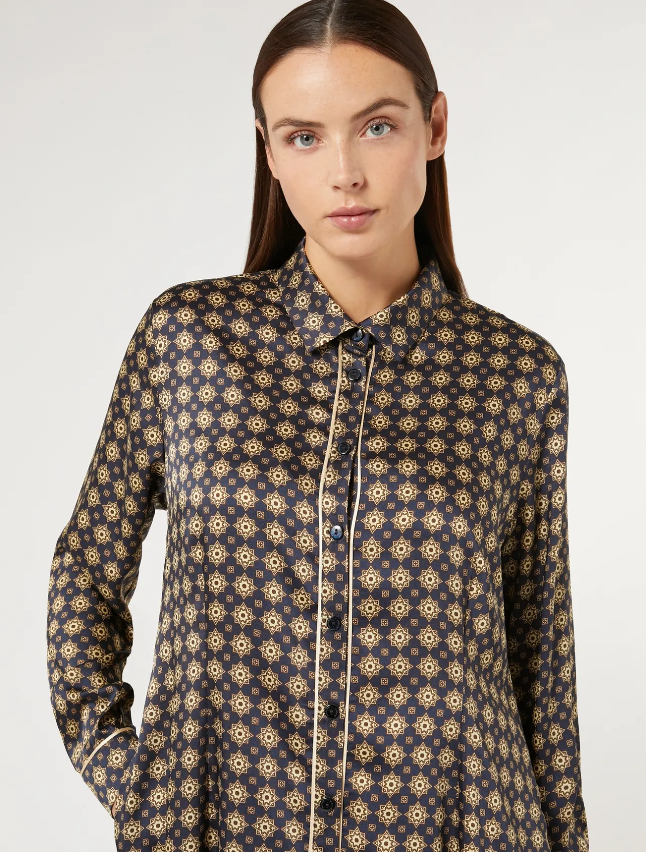 Discount Marina Rinaldi Printed twill dress MIDNIGHTBLUE