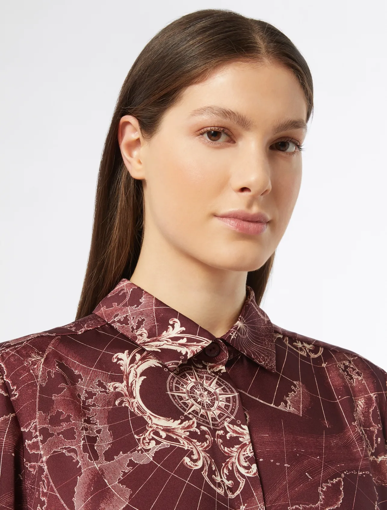Sale Marina Rinaldi Printed twill dress BORDEAUX