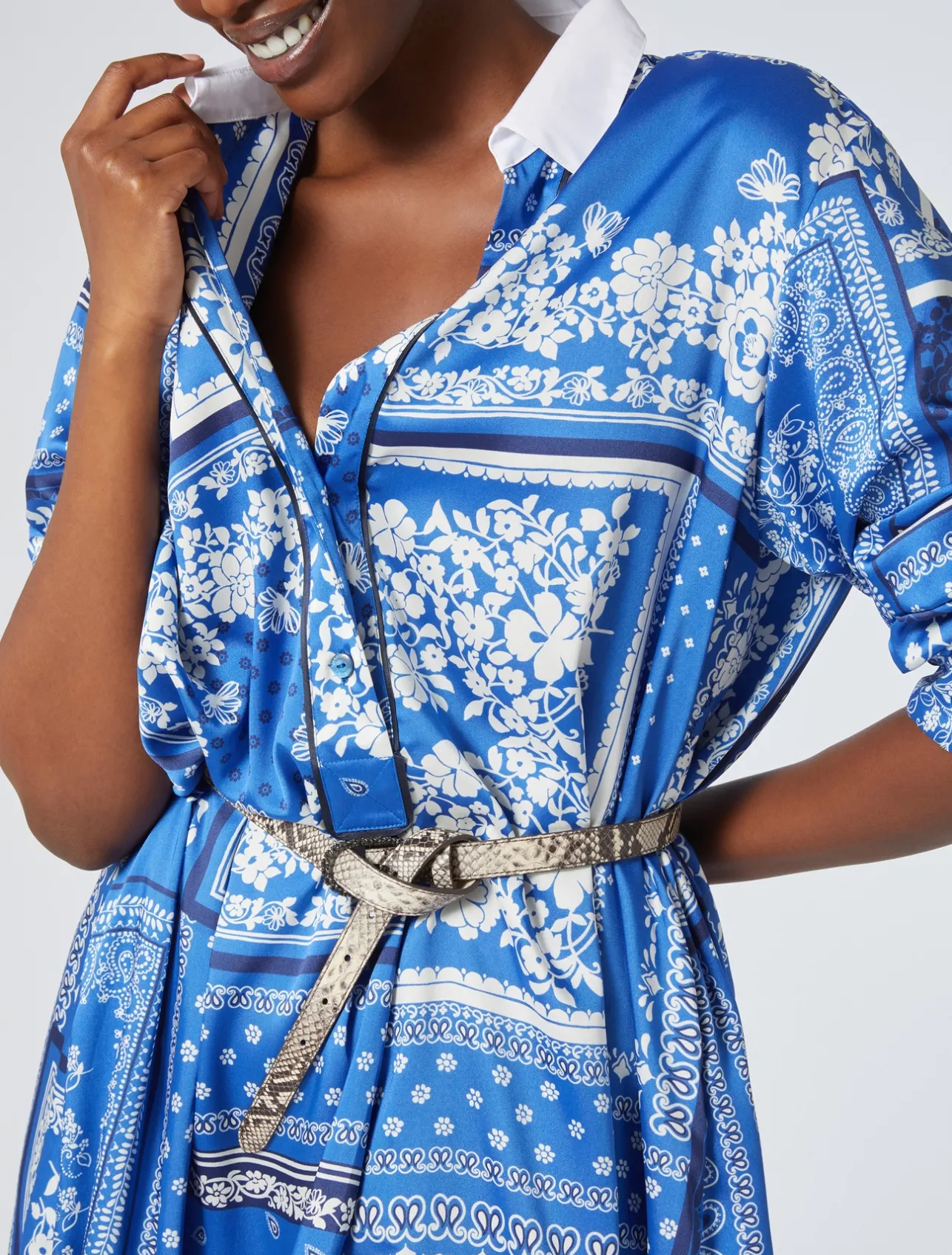 New Marina Rinaldi Printed twill dress LIGHTBLUE