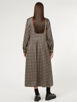 Discount Marina Rinaldi Printed twill dress MIDNIGHTBLUE