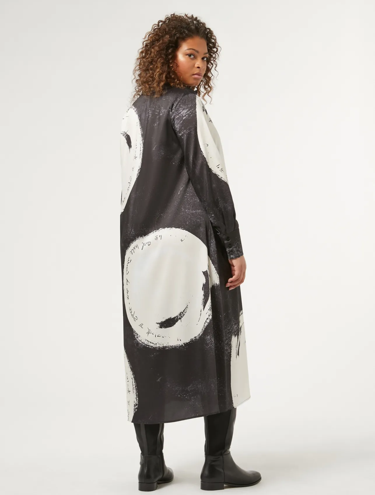Hot Marina Rinaldi Printed twill dress BLACK