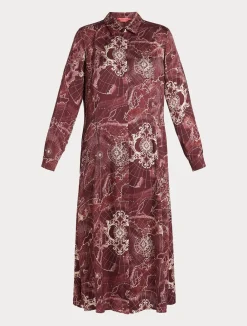 Sale Marina Rinaldi Printed twill dress BORDEAUX