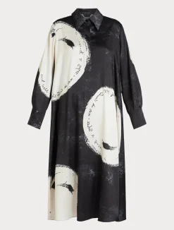Hot Marina Rinaldi Printed twill dress BLACK