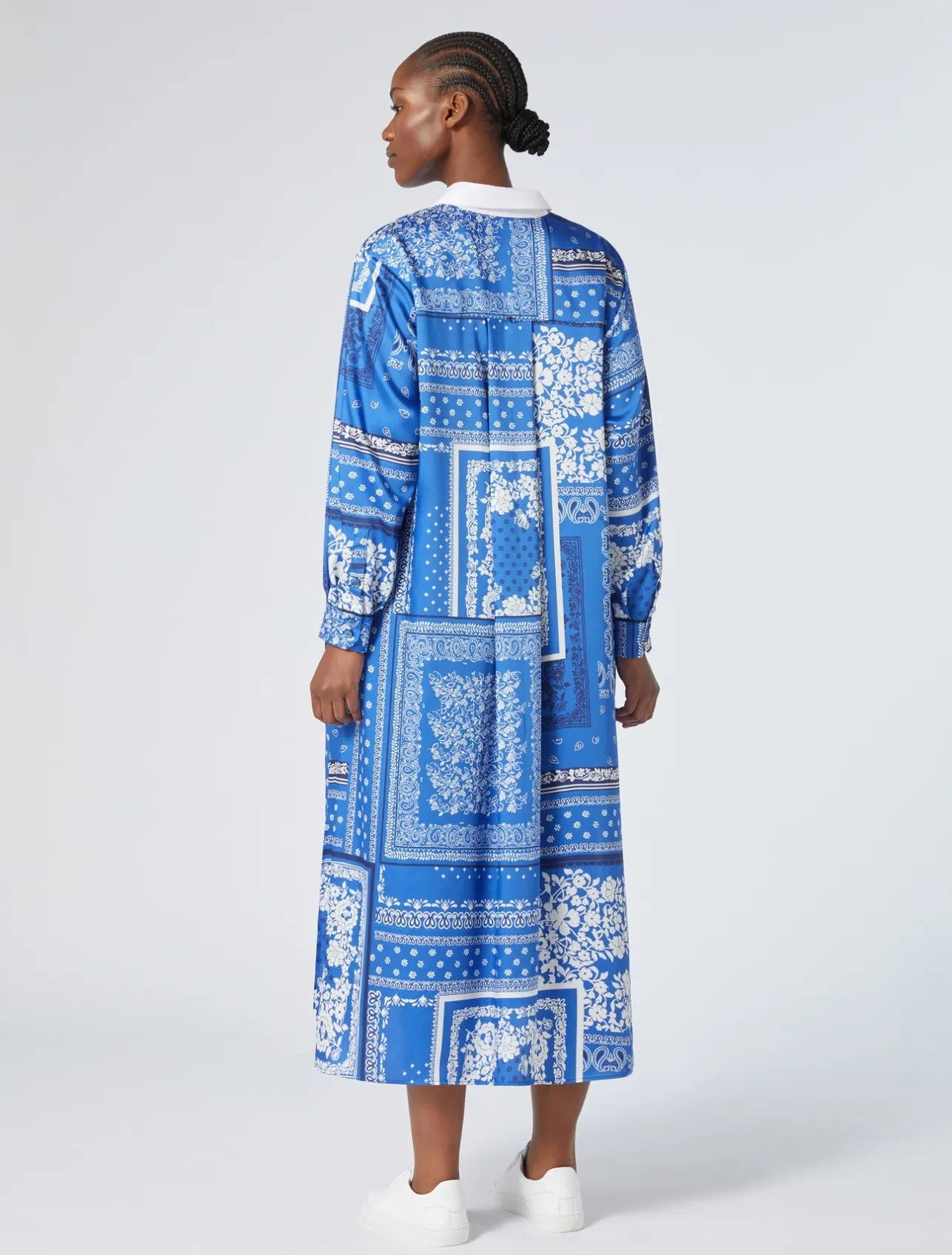 New Marina Rinaldi Printed twill dress LIGHTBLUE