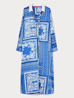 New Marina Rinaldi Printed twill dress LIGHTBLUE