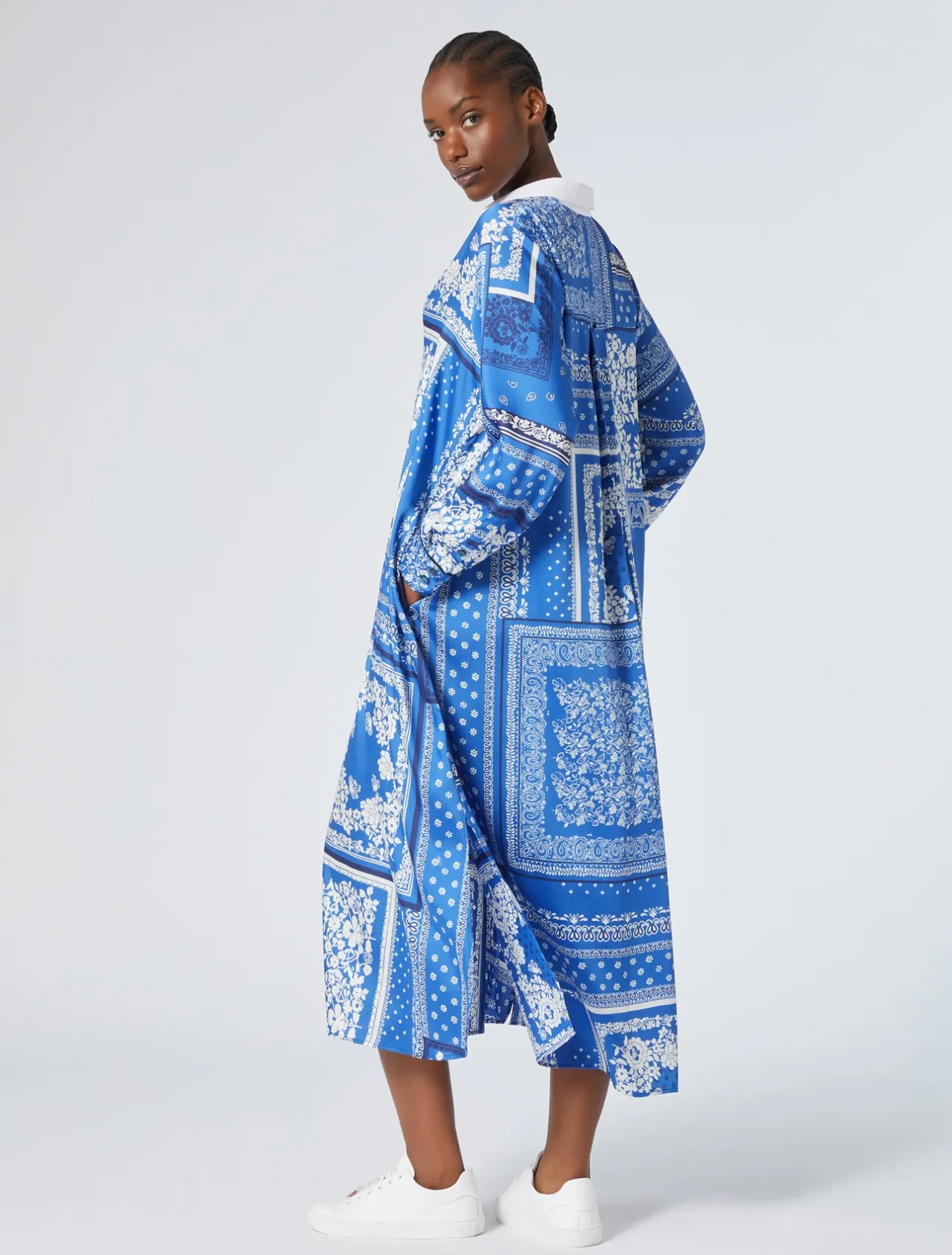 New Marina Rinaldi Printed twill dress LIGHTBLUE
