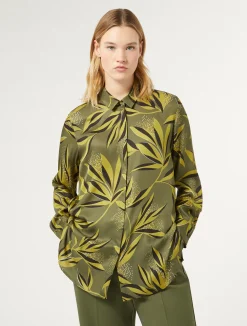 Fashion Marina Rinaldi Printed twill shirt MOSSGREEN