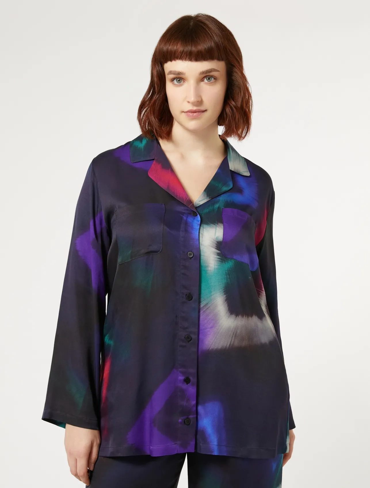 Sale Marina Rinaldi Printed twill shirt BLACK