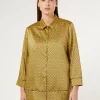New Marina Rinaldi Printed twill shirt OCHRE
