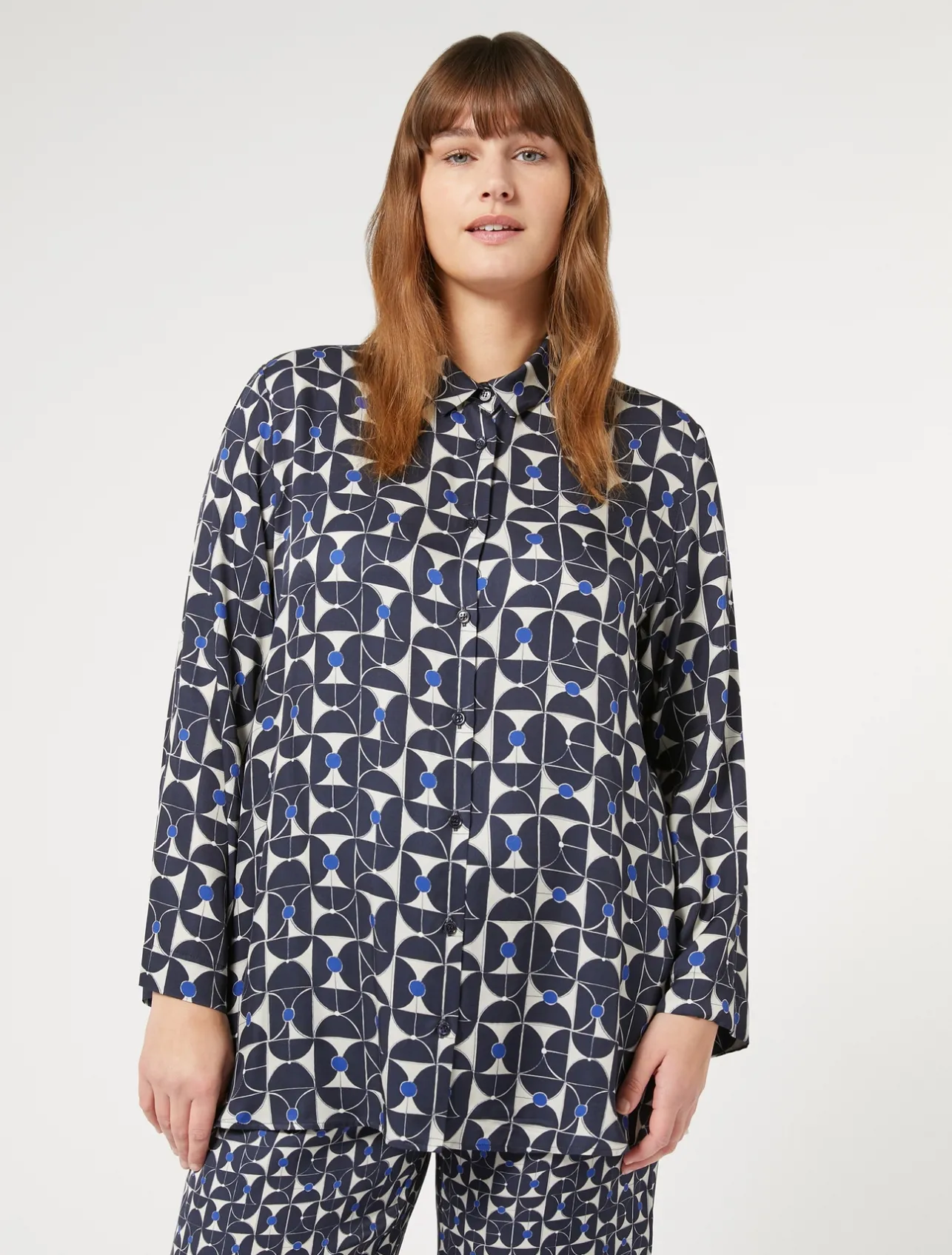 Discount Marina Rinaldi Printed twill shirt ULTRAMARINE