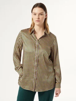 Outlet Marina Rinaldi Printed twill shirt PINK