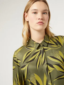 Fashion Marina Rinaldi Printed twill shirt MOSSGREEN