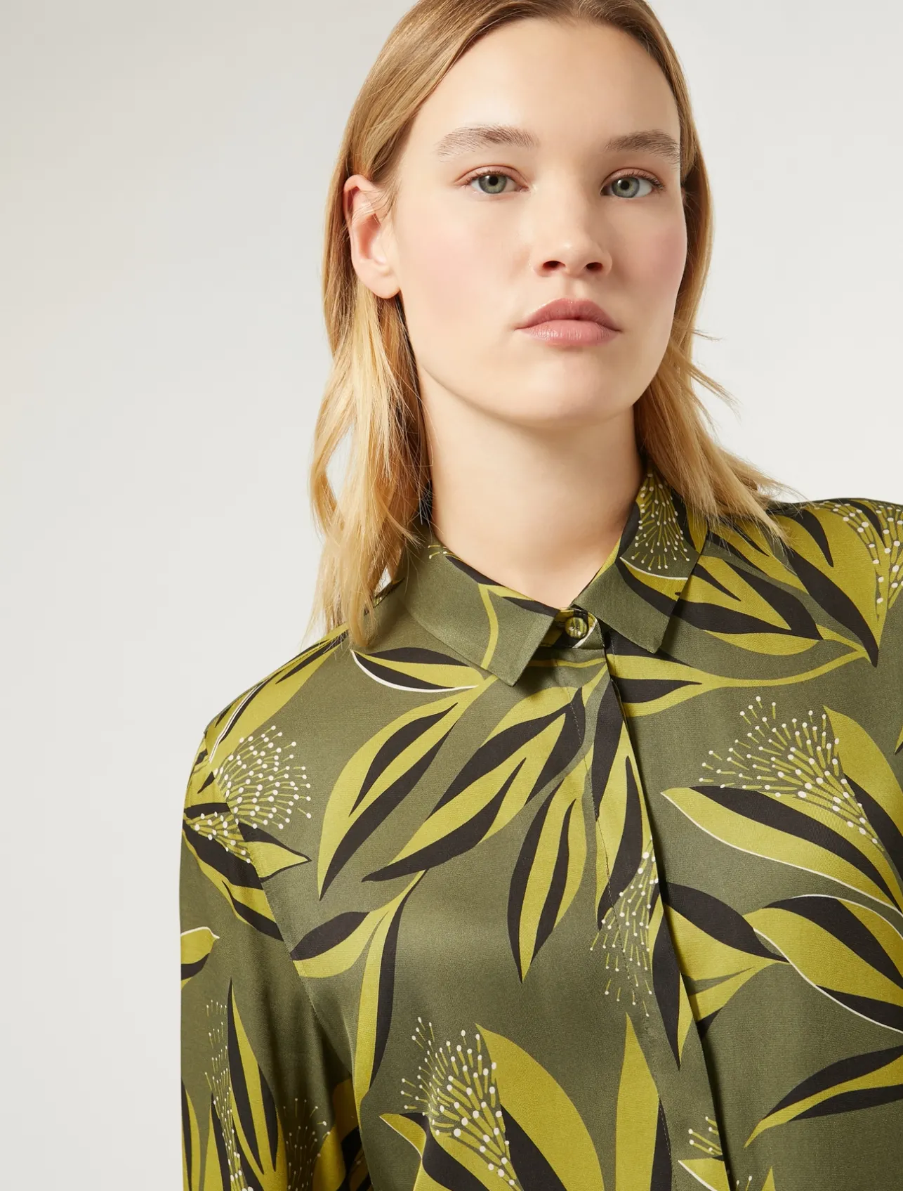Fashion Marina Rinaldi Printed twill shirt MOSSGREEN