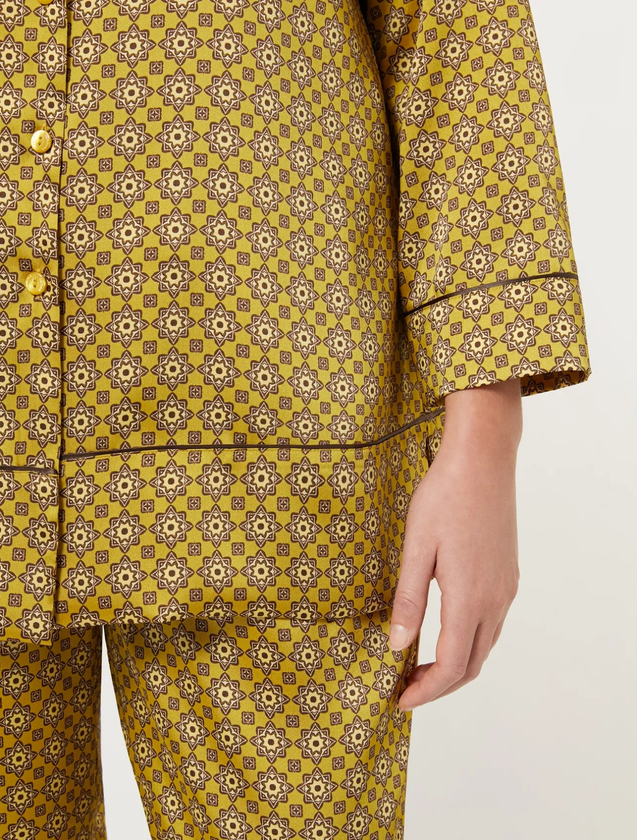 New Marina Rinaldi Printed twill shirt OCHRE