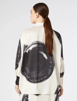 Sale Marina Rinaldi Printed twill shirt IVORY