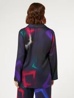 Sale Marina Rinaldi Printed twill shirt BLACK