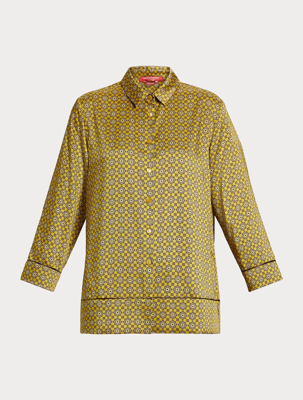New Marina Rinaldi Printed twill shirt OCHRE