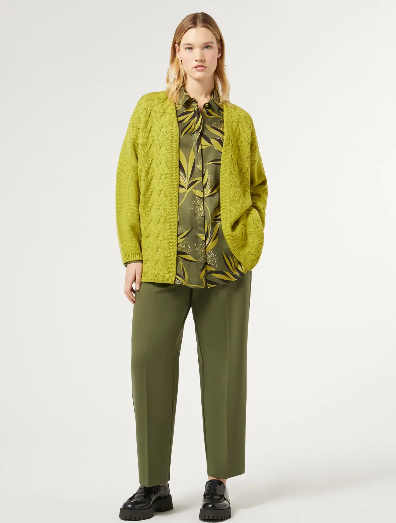 Fashion Marina Rinaldi Printed twill shirt MOSSGREEN