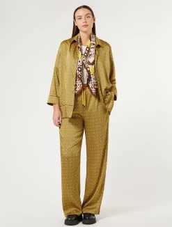 New Marina Rinaldi Printed twill shirt OCHRE