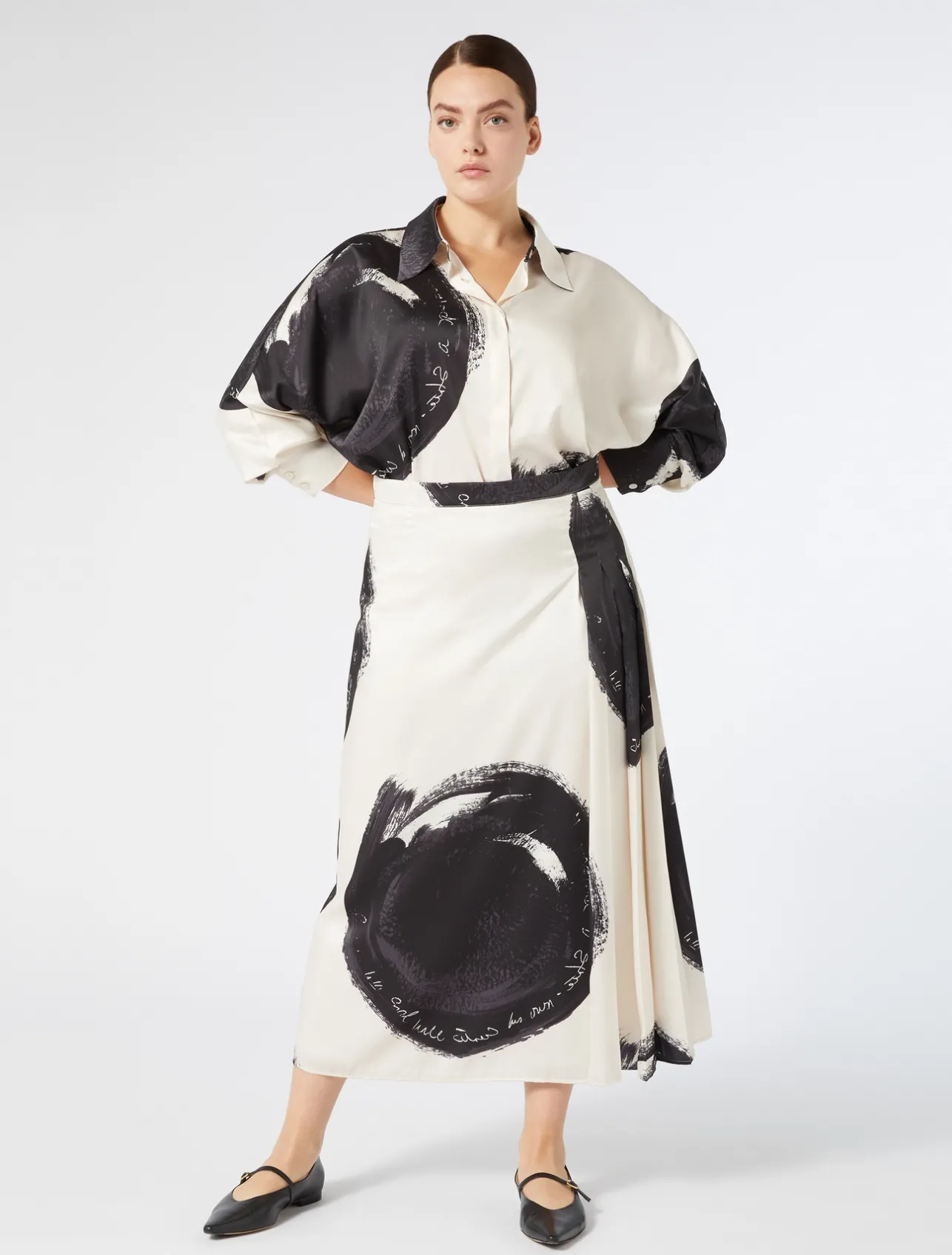 Sale Marina Rinaldi Printed twill shirt IVORY