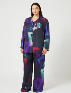 Sale Marina Rinaldi Printed twill trousers BLACK