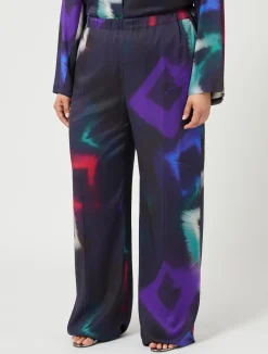 Sale Marina Rinaldi Printed twill trousers BLACK