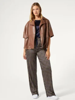 Online Marina Rinaldi Printed twill trousers MIDNIGHTBLUE