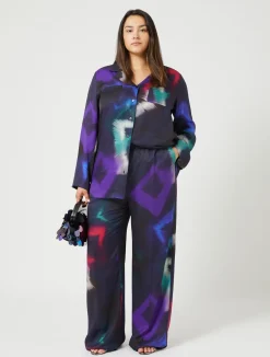 Sale Marina Rinaldi Printed twill trousers BLACK