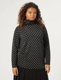 New Marina Rinaldi Printed wool jumper BLACK