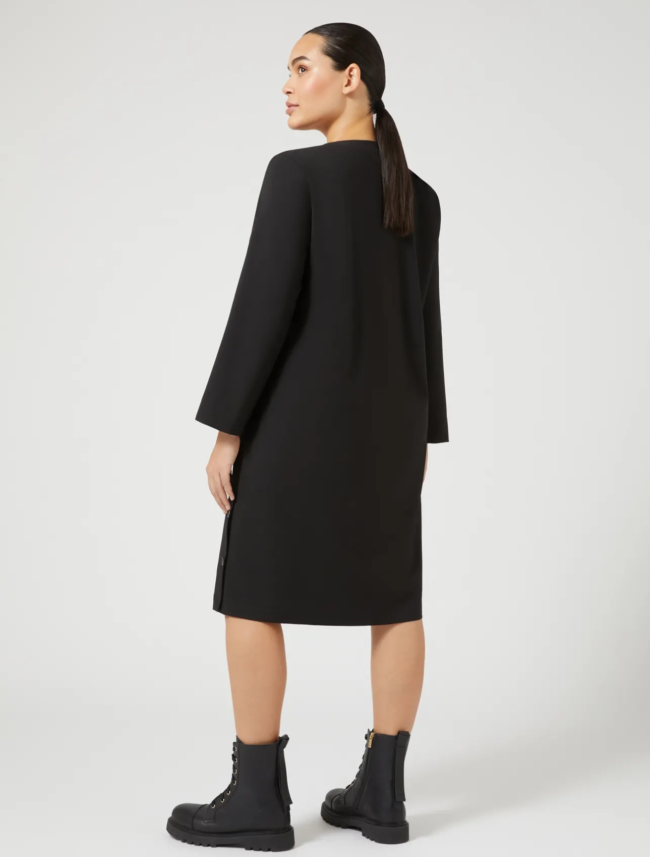 Best Marina Rinaldi Pure wool canvas shirt dress BLACK