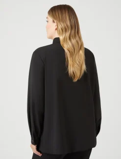 Outlet Marina Rinaldi Pure wool canvas tunic BLACK