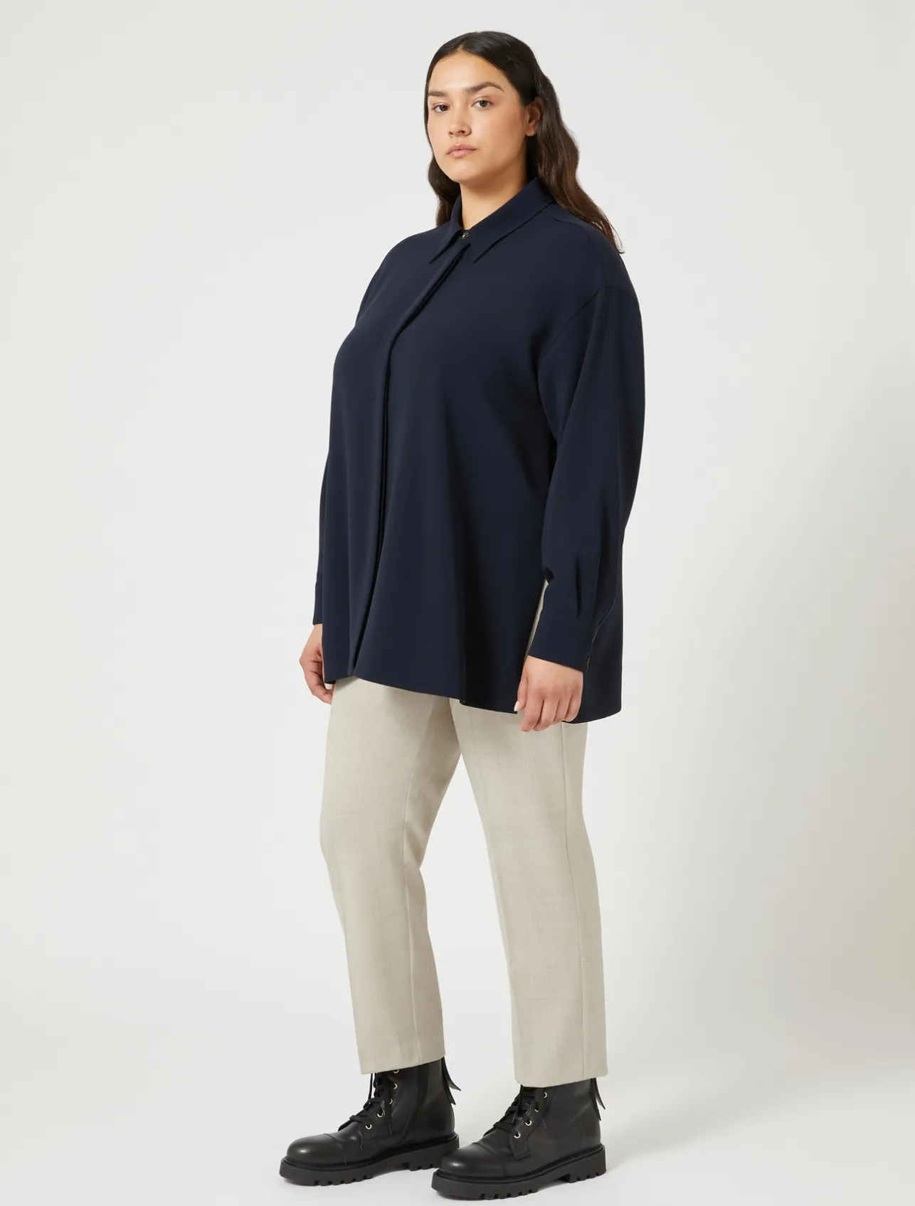 Fashion Marina Rinaldi Pure wool poplin trousers BEIGE