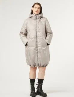 Sale Marina Rinaldi Reversible taffeta padded coat DARKGREY
