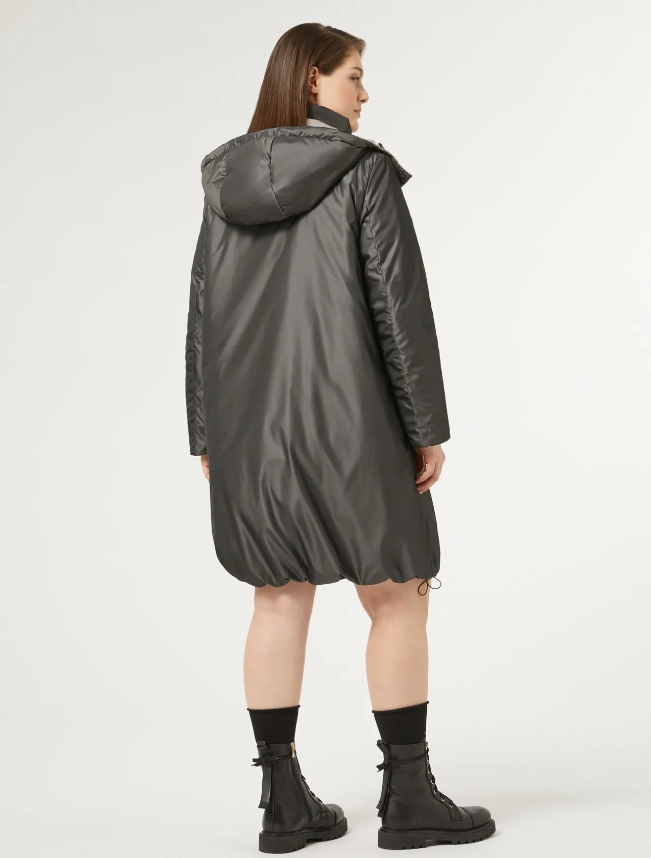 Sale Marina Rinaldi Reversible taffeta padded coat DARKGREY