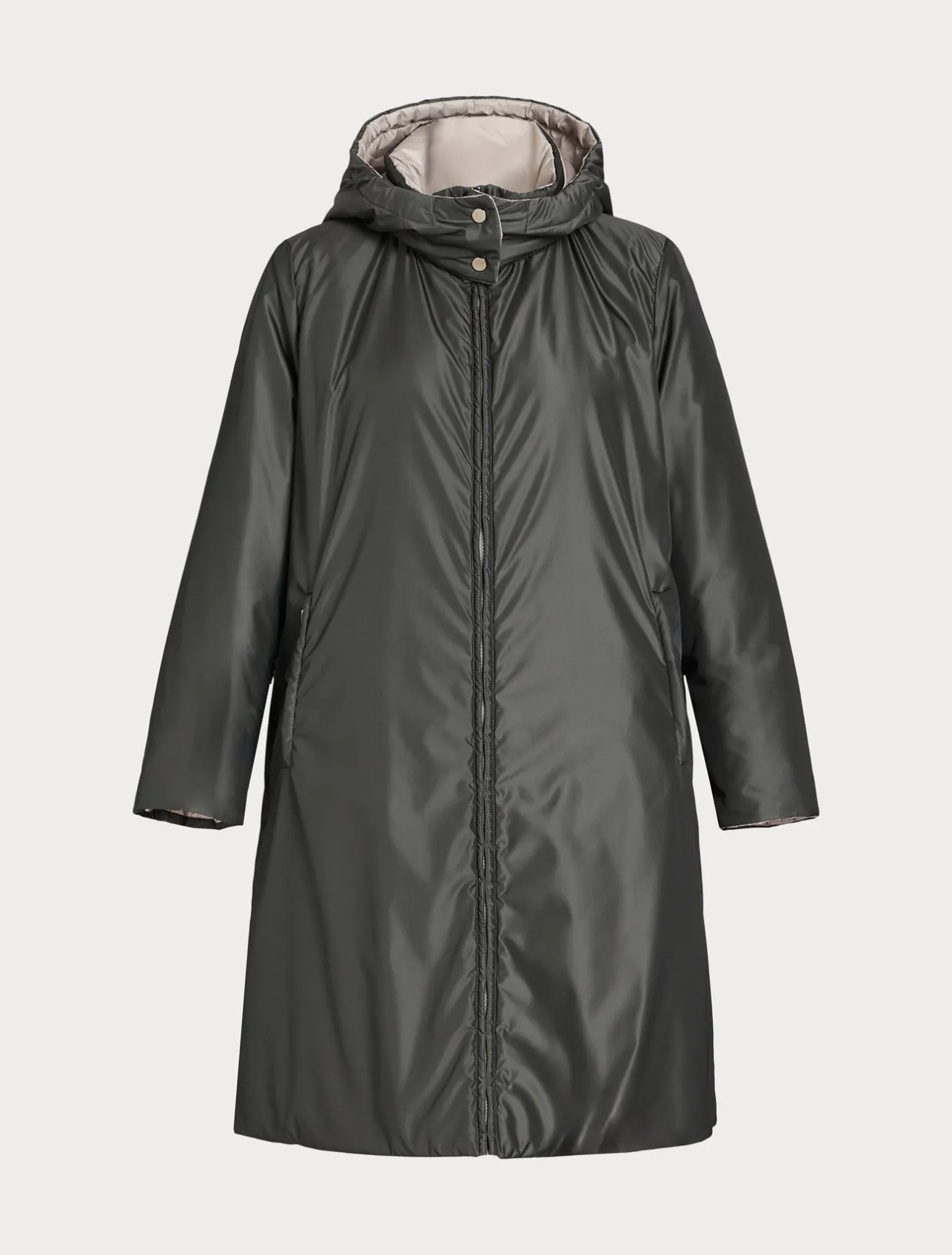 Sale Marina Rinaldi Reversible taffeta padded coat DARKGREY