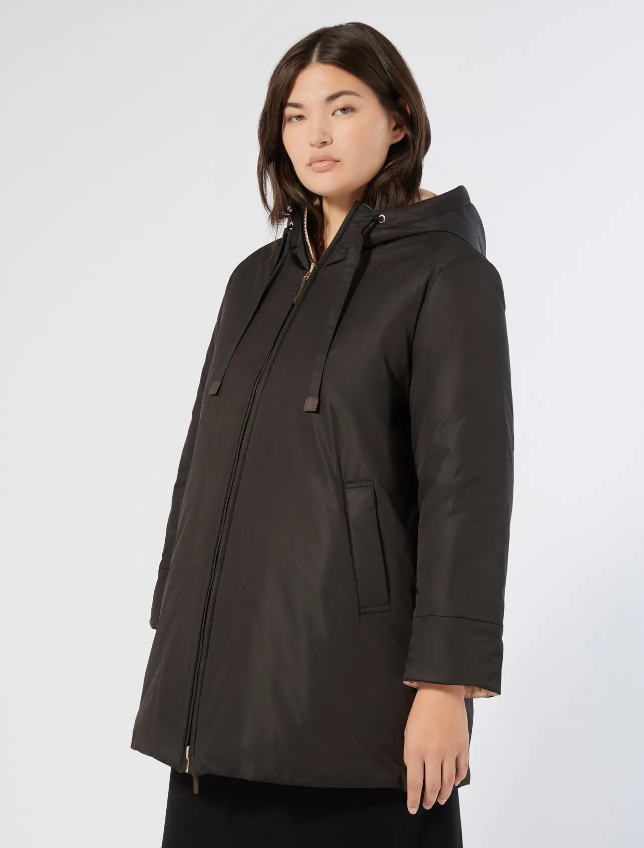 Sale Marina Rinaldi Reversible water-repellent technical canvas parka BLACK